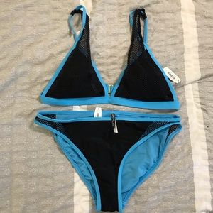 Blue + Black Bikini Set